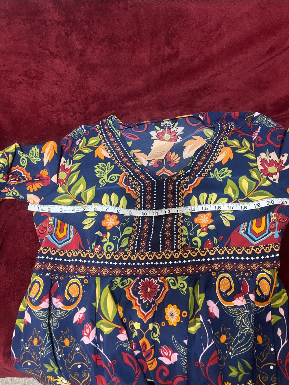BloomChic Navy Floral V-Neck Dress with Multicolor Floral Print - Picture 8 of 10